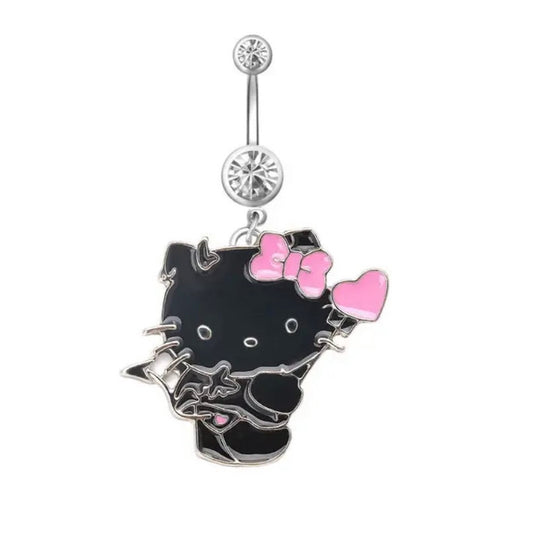 Hello Kitty Dangle Belly Ring (Black)