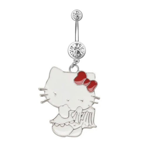 Hello Kitty Dangle Belly Ring (White)
